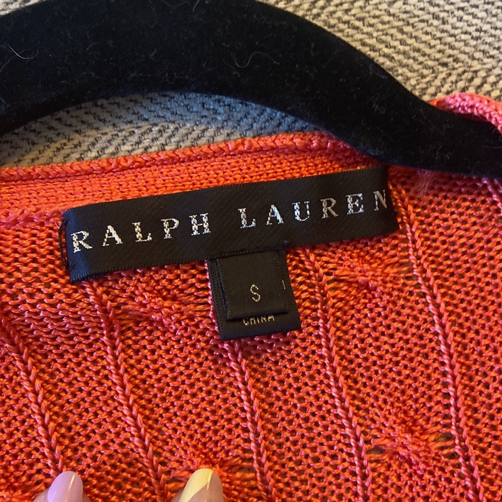 Ralph, Lauren, Black, Label, 100% Silk Cable style Cardigan. Size small.